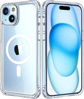 Transparant Schokbestendig TPU Hoesje Geschikt voor Apple iPhone 15 | Compatibel met MagSafe | Back Cover met Magneet | Dun | Flexibel | Shockproof | Doorzichtig