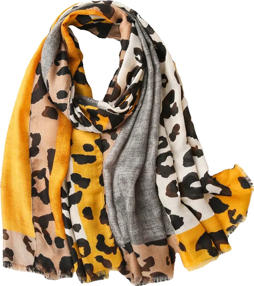 Leopard Sjaal | Geel Luipaard | Katoen / Polyester | 180 x 90 cm