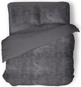 Eleganzzz Dekbedovertrek Flanel Fleece - Dark Grey - Dekbedovertrek 240x200/220cm - 100% flanel fleece - Lits Jumeaux dekbedovertrekken