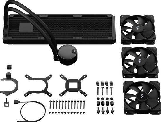 Fractal Design Lumen S36 V2 - Vloeistofkoelsysteem processor afmeting radiator: 360 mm - voor: Intel LGA 1150, 1151, 1155, 1156, 1366, 2011, 2011-3, 2066 - AMD AM5, AM4, AM3, AM3+, AM2, AM2+, FM2+, FM2, FM1 - 3x 120 mm RGB Fans - zwart