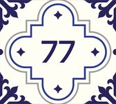 Huisnummerbord nummer 77 | Huisnummer 77 |Delfts blauw huisnummerbordje Dibond | Luxe huisnummerbord