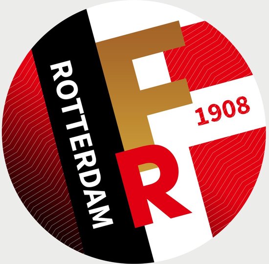 Feyenoord Schilderij - Rotterdam 1908 - Voetbal - Muurcirkel - Poster - Wanddecoratie op Aluminium (Dibond) - 60x60cm - Inclusief Gratis Ophangsysteem