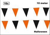 16x Vlaggenlijn Halloween zwart/oranje 10 meter - Halloween time griezel freaky horror vlaglijn festival feest party verjaardag thema feest kleur