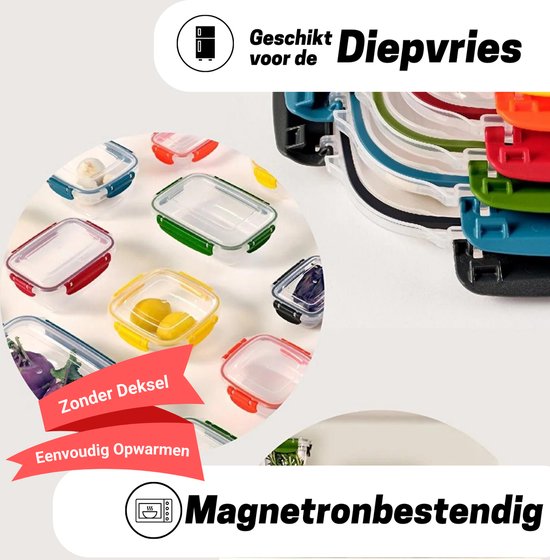 Meal Prep Bakjes Vershoudbakjes Set van 16 Groen Lunchbox Diepvriesbakjes Vershouddoos Vershoudbakjes Set Voedselcontainer Magnetron Bakjes - Tavas