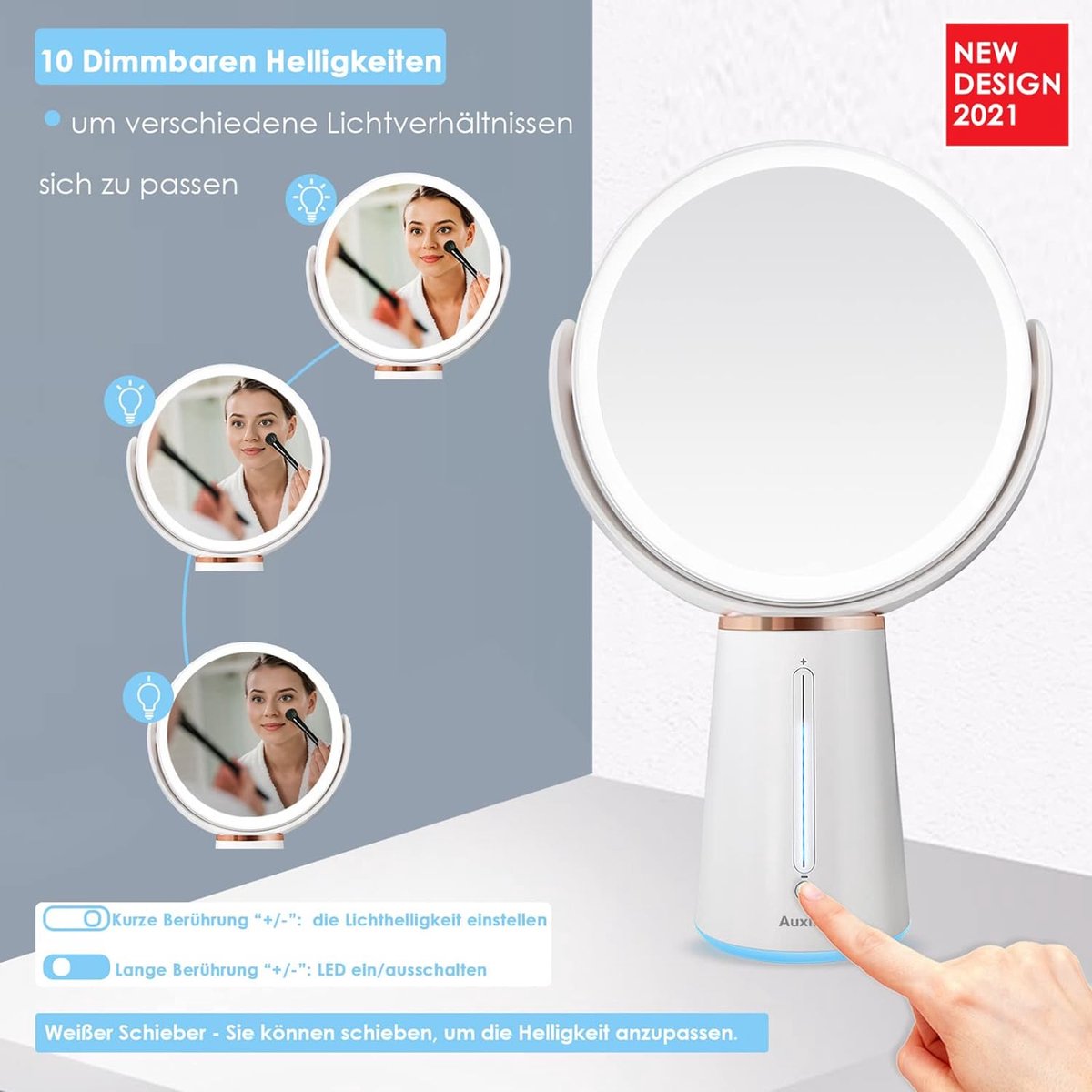 Miroir Éclairé, Miroir de Maquillage LED Grossissant 10X, Miroir LED,  Chargement USB et Batterie, Miroir de Maquillage à 180 °, Miroir  Grossissant Éclairé pour le Maquillage, Rasage 