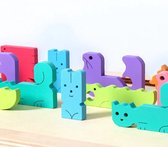Houten Dieren - Puzzel - Tetris blokken - Educatief - Kinderpuzzel - Motoriek - Speelgoed