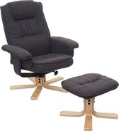 Relaxfauteuil M56, TV-fauteuil TV-fauteuil met hocker, stof/textiel ~ donkergrijs