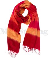 Yakwol Sjaal Uit Nepal – Gestreept Rood Geel Oranje
