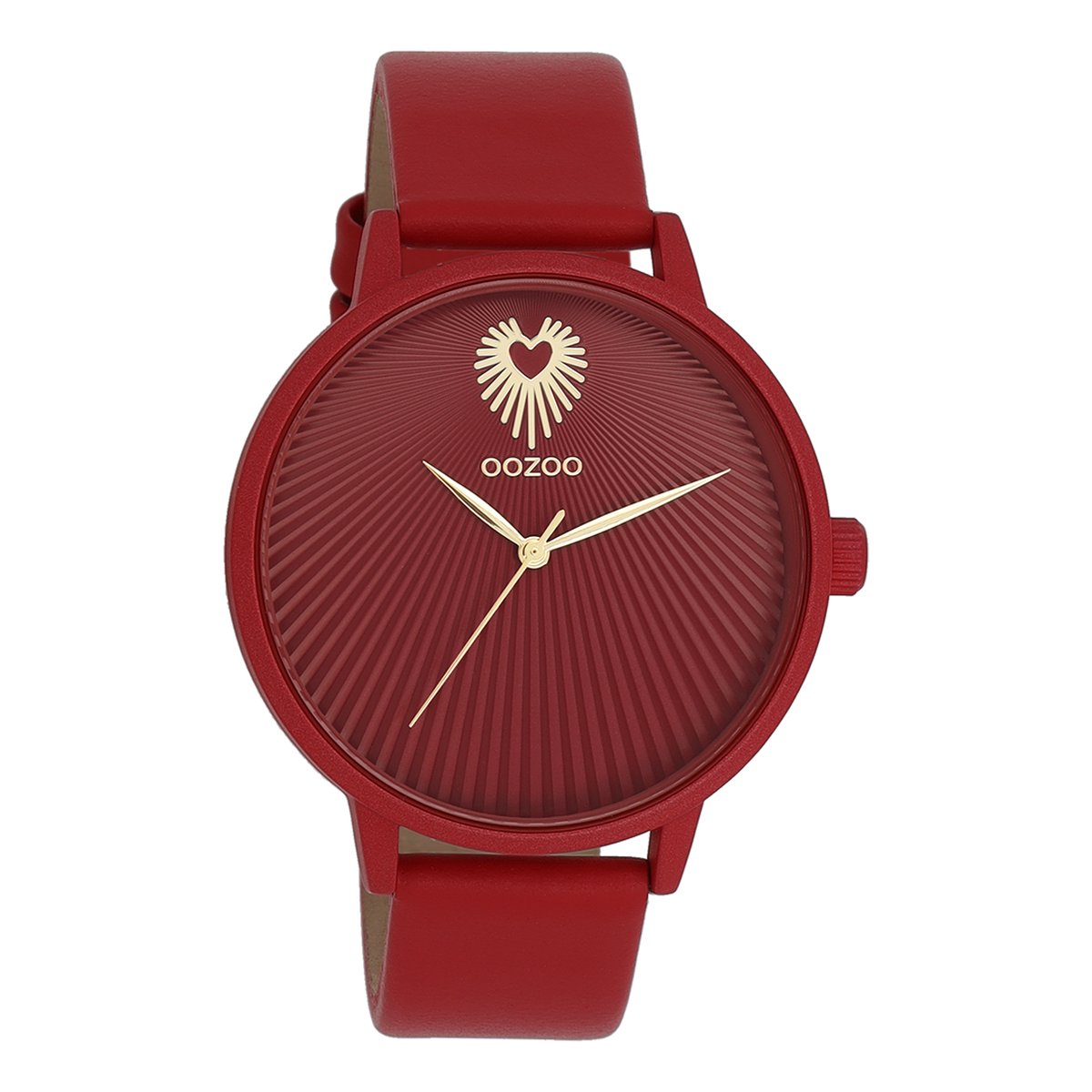 OOZOO Timepieces - Dahlia rood OOZOO horloge met dahlia rood leren band - C11249