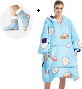 Q- Living Fleece Blanket with Sleeves - Couverture à capuche - Surdimensionnée - Couverture TV - Sushi
