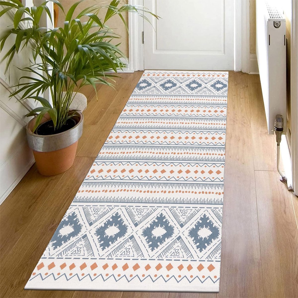 NORTHRUGS Tapijt voor binnen en buiten, 80 x 150 cm, weerbestendig, Oosters vintage design met medaillon, loper, terrastapijt, balkontapijt, keukenloper, badkamertapijt, waterdicht, grijs