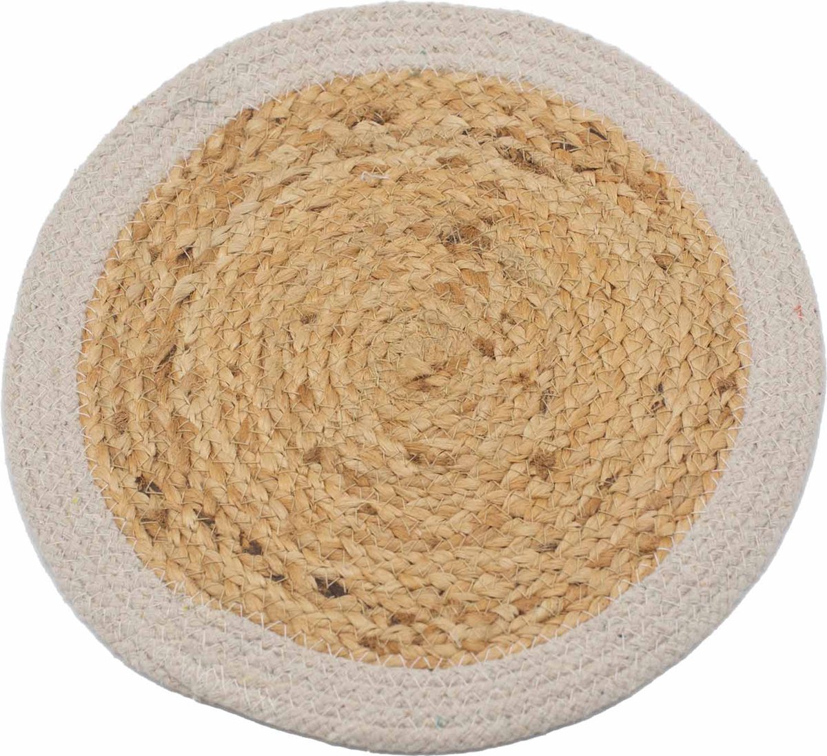 4x Natuurlijke Placemat - Jute & Katoen - 30cm - Ivoorkleurige Rand