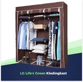 LG Life's Green Opvouwbare Kleerkast – Kledingrek met 9 opslag planken en 2 ophangstangen – Stoffen Kledingkast – 200KG Draagvermogen – 150x45x175CM – Bruin