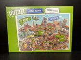 Leiden Puzzel - Nederland - Cartoon puzzel - Unieke Leidse gebouwen - 1000 stukjes - Humoristische vrolijke tekeningen