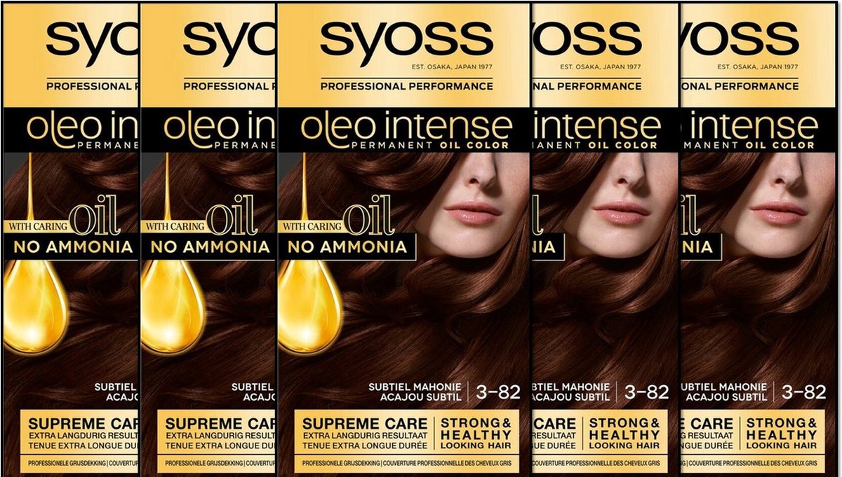 Syoss haarverf Oleo Intense 3-82 Subtiel Mahonie 6 stuks Voordeelverpakking