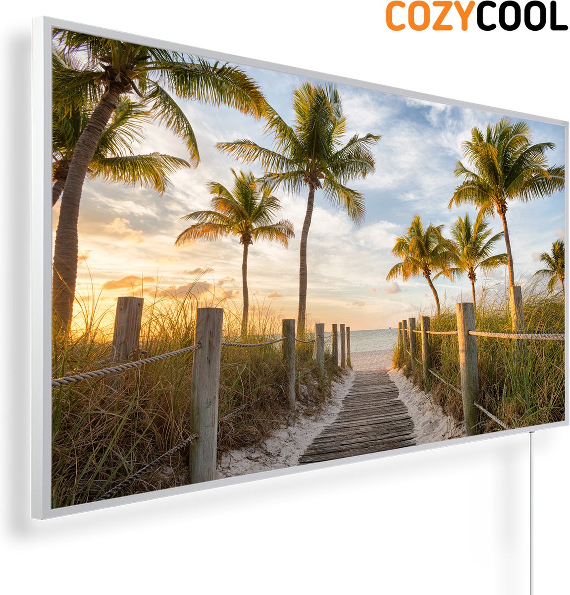 Infraroodpaneel met afbeelding | Looppad naar Smathers beach Florida | 1200 Watt | Witte lijst | Infrarood verwarmingspaneel | Infrarood paneel | Infrarood verwarming