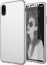 Kunststof full coverage 360º telefoonhoesje voor iPhone 7 / iPhone 8 – Inclusief gehard glas screen protector – Zilverkleur