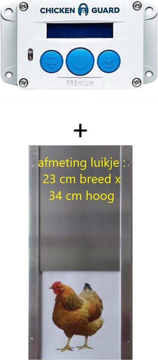 Chickenguard Automatische hokopener Premium + alu luik medium op batterijen - Ingebouwde lichtsensor