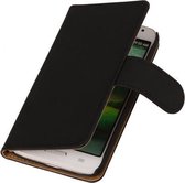 Huawei Ascend G610 Effen Zwart - Book Case Wallet Cover Hoesje