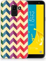 Geschikt voor Samsung Galaxy J6 2018 Uniek TPU Hoesje Zigzag Color