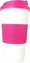 Reisbeker - Wit/Roze - 18x9 cm