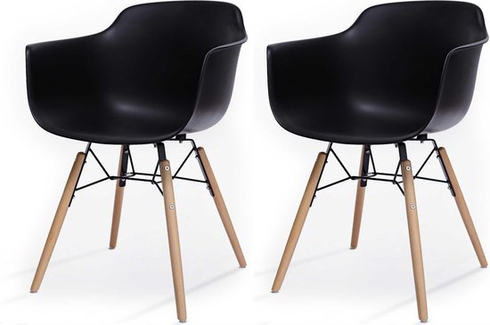 Flex Kuipstoelen voor in de eetkamer - Limited Edition Living stoelen in  set van 2 - Zwart | bol.com