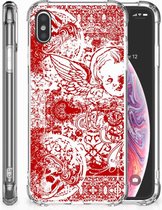 Geschikt voor iPhone Xs Max TPU-siliconen Hoesje Design Angel Skull Red