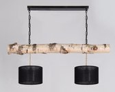 Hanging Berken stam, Lampenkapjes Zwart, Ketting 120cm