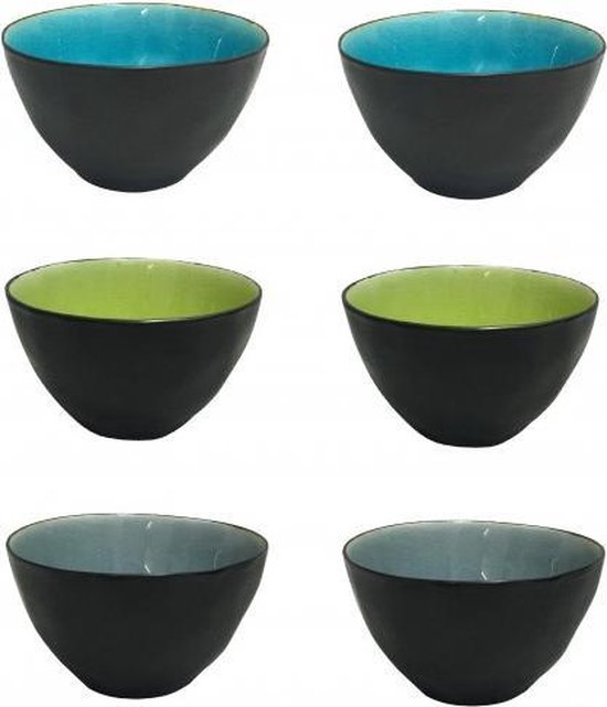 Ard'time Myoko Schaaltjes - Blauw/Groen/Grijs - 6 delig - Keramiek - Ø  10,6 cm