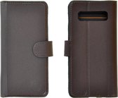 Pearlycase Echt Leder Donker Bruin Wallet Bookcase Hoesje voor Samsung Galaxy S10