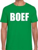 Boef tekst t-shirt groen heren - feest shirt Boef voor heren M