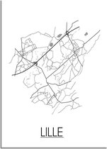 DesignClaud Lille België Plattegrond poster A3 + Fotolijst zwart