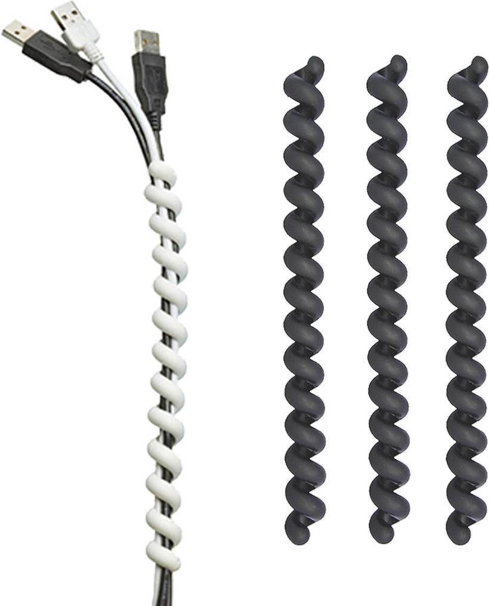 kabels bundelen met Cable Twister antraciet | set van 3 stuks