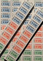 Euro bonnnen op strip 2500 st. (5 boekjes a 500st.) - waarde 1 vel € 10,-