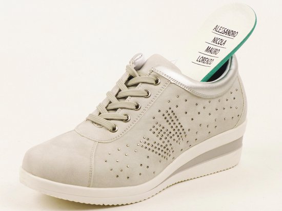 Trendy sneaker dames - uitneembare zool – K9714 Grey/Silver | bol.com