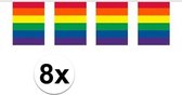 8x Gay Pride regenboog kleuren thema vlaggenlijnen 10 meter - LHBT thema artikelen