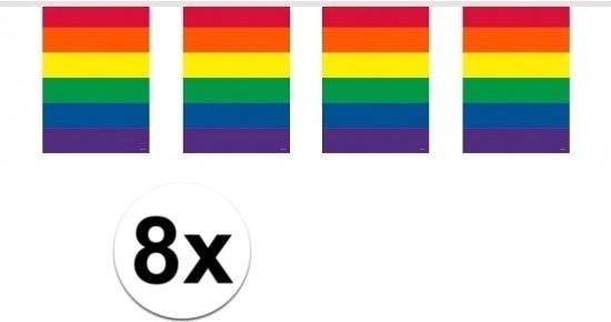 Mos gijzelaar wees stil 8x Gay Pride regenboog kleuren thema vlaggenlijnen 10 meter - LHBT thema  artikelen | bol.com