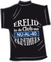 Zwart mini T-Shirt Erelid in de club van oldtimers - 40 jaar. Inculsief zuignap.