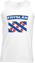 Singlet shirt/ tanktop Friese vlag wit heren L