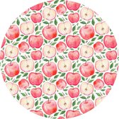 Mat, Vloermat, Vloerkleed, Tapijt, Kind - Kinderkamer Appels - Rond - Wasbaar - Antislip - 115 x 115 cm