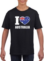 Zwart I love Australie fan shirt kinderen XS (110-116)