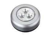 Luxe Zilveren Zelfklevende LED Druklampen Set - 3 Stuks | Werkt Zonder Stopcontact | LED per Mini Spot Lamp | Push Light | Druk Lamp | Licht voor Voorraadkasten | Tenten | Auto's e