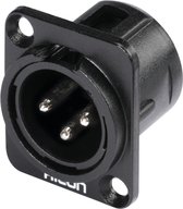 Hicon HI-X3DM-M XLR-connector Flensstekker, contacten recht Aantal polen: 3 Zwart 1 stuk(s)
