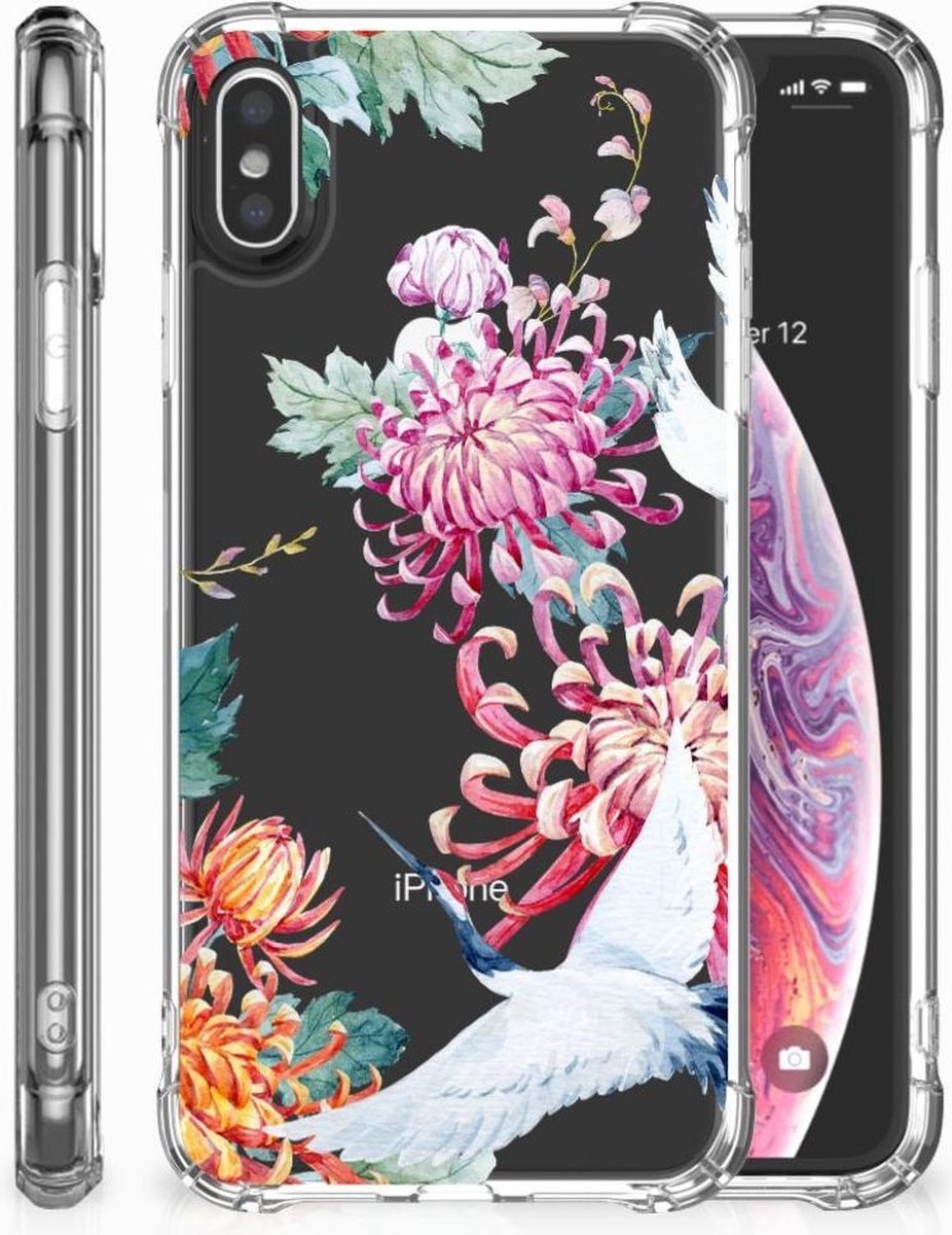 Apple iPhone Xs Max Case Anti-shock Bird Flowers