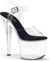 Pleaser Sandaal met enkelband, Paaldans schoenen -39 Shoes- RADIANT-708 Paaldans schoenen Transparant
