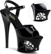 Pleaser Sandaal met enkelband, Paaldans schoenen -35 Shoes- MOON-709SK Paaldans schoenen Zwart