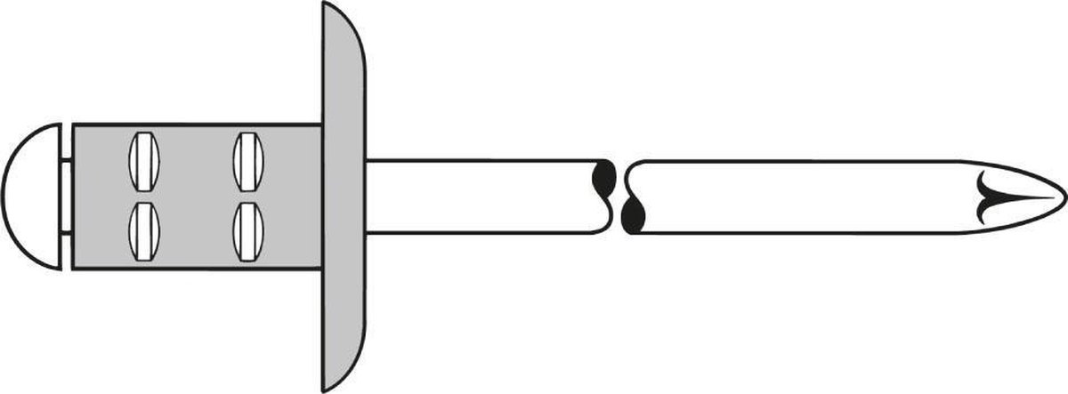 Standaard groter bereik- blindklinknagel Grote kopAluminium/staal 4,8x10mm GESIPA