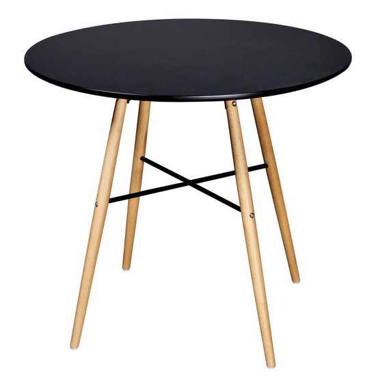 Eetkamerset met 1 ronde tafel en 4 stoelen (zwart) | bol.com