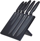 MasterClass Agudo 5-Delige Keuken Messenset met Magnetisch Messenblok - Zwart