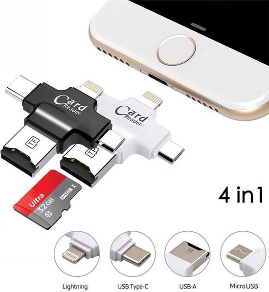 Lightning FlashDevice 3-in-1 Card Reader USB SDHC Micro SD Card Reader iOS, Windows MacOS 4 in 1